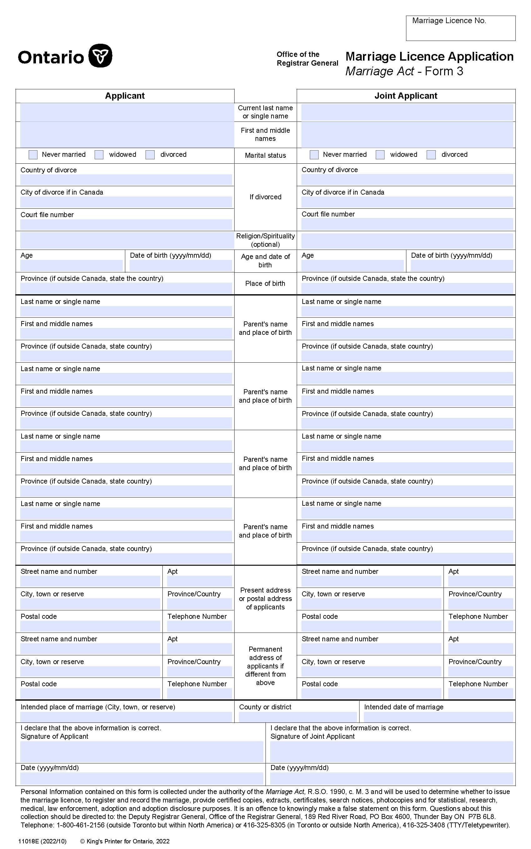 The Wedding Ring - Marriage Licence Form
