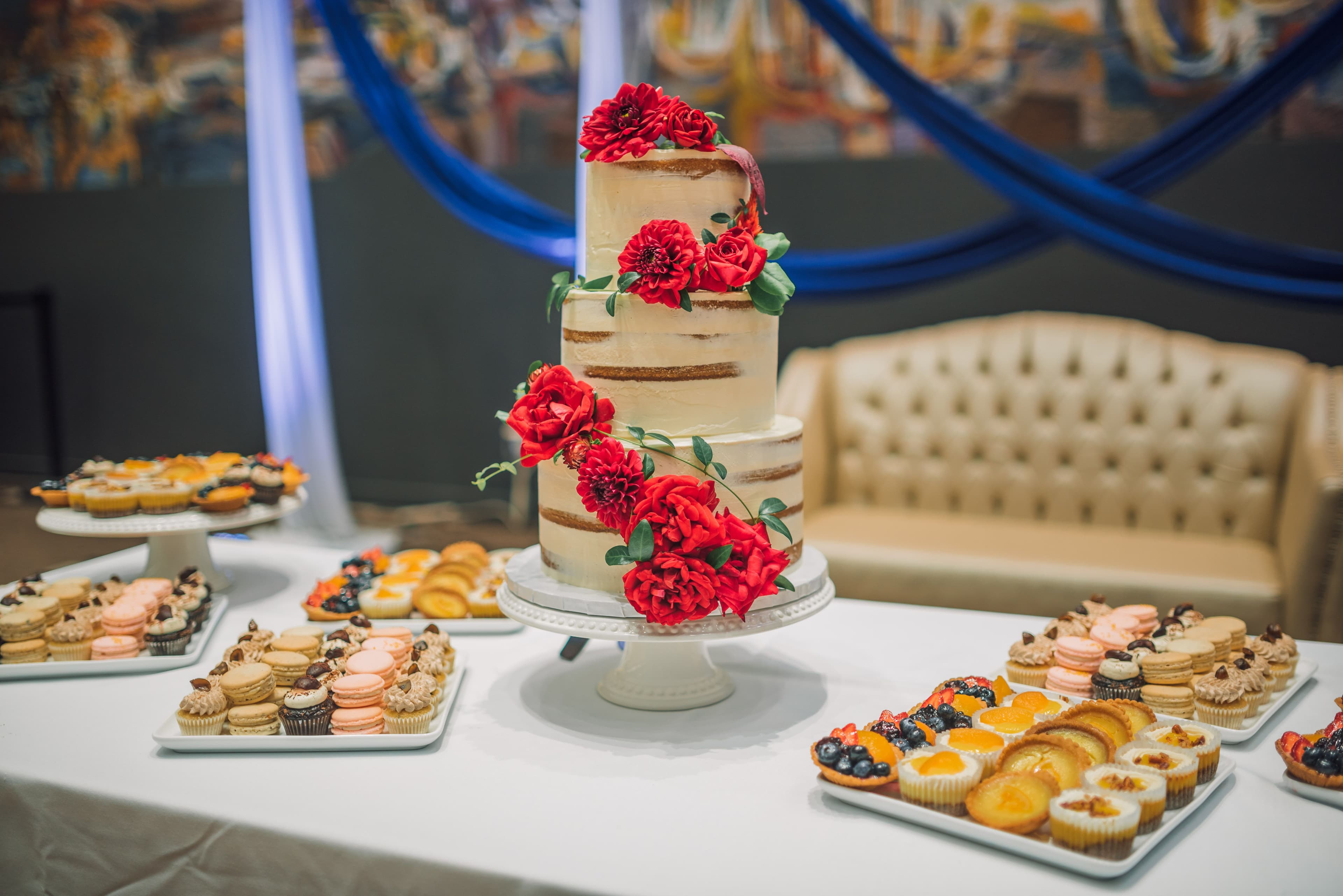 The Wedding Ring, Kitchener Public Library, Peter B Photography, KW wedding photographer, Kitchener wedding venue, Waterloo wedding venue, Cambridge wedding venue, dessert table with white wedding cake
